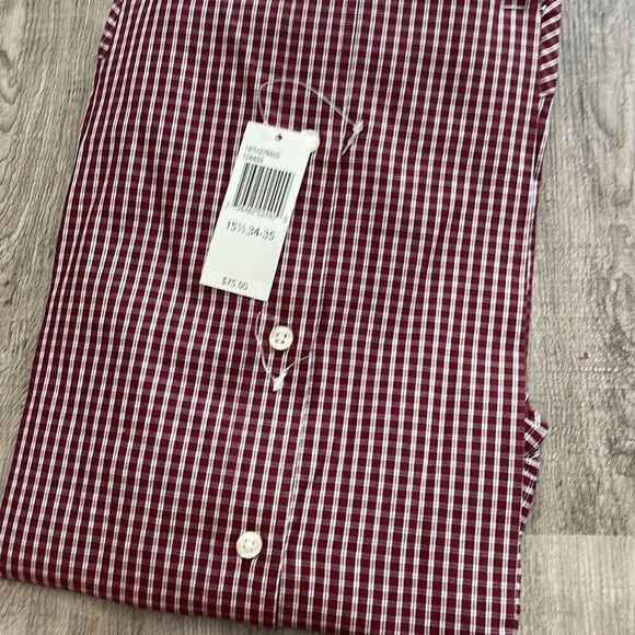 Tommy Hilfiger Micro-Check Print Dress Shirt-BURGUNDY-15.5-34/35 - Picture 2 of 2
